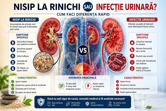 Diferenta dintre nisip la rinichi si infectie urinara -comparatie vizuala